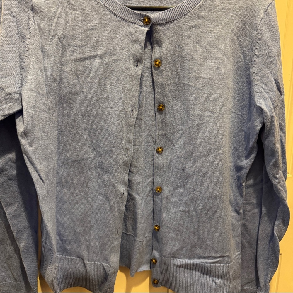 GAP Slub Crew Cardigan Shade Shirting Blue Size M Retail Price $49.95 - Picture 6 of 12